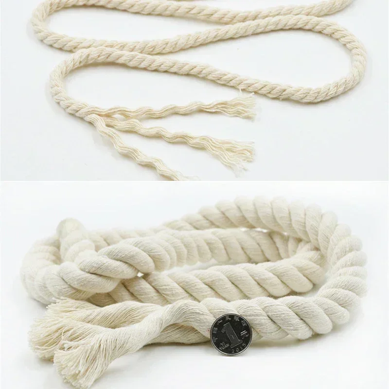 Cotton Cord Diameter 5~21mm No Dyeing Cotton Original Color 100% Cotton Three Strands Twisted Rope Cords 2~21m