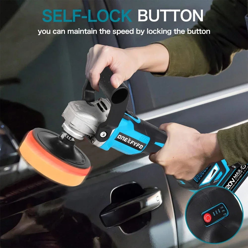 Brushless 2 IN 1 Electric Car Polisher Machine 125mm Cordless Sander Air Grinder 1600W Waxing Polishing Tools For Makita Battery