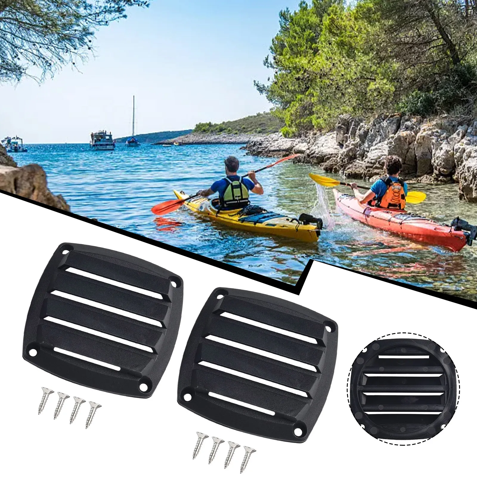 

2pcs Marine Vents 3 Inch Black Louvered Vents Marine Boat Yacht Hull Air Vent For Straight-through Airflow From Vent Hoses