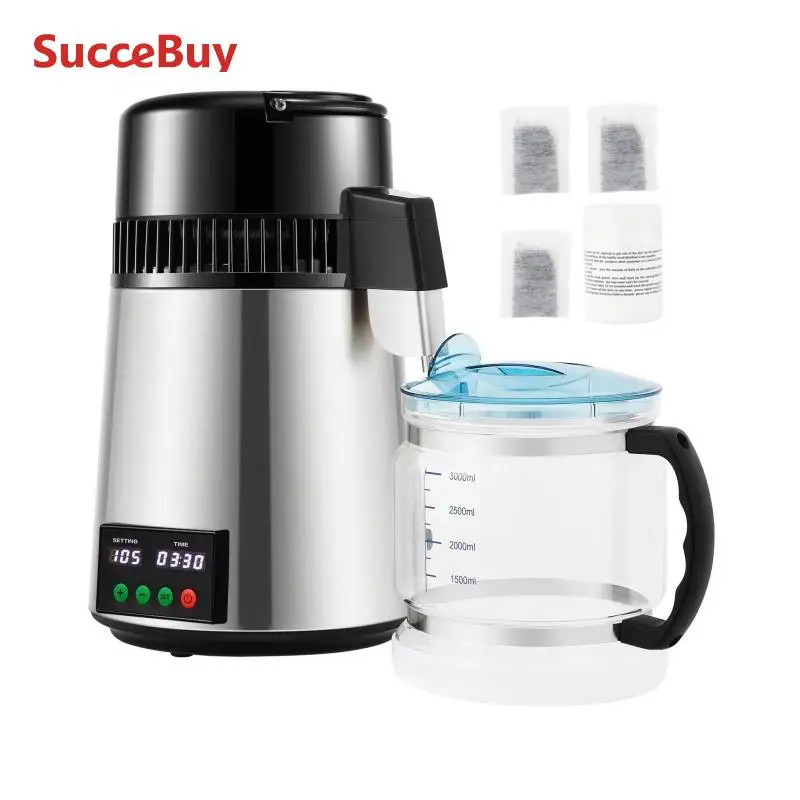 SucceBuy 4L Water Distiller Purifier Filter 1L/H Distilling Speed Dispenser Drinking Bottle Softener Touch Screen Home Appliance water filters
