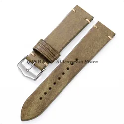 Vintage Handmade Genuine Leather Watchband - Sport Waterproof Strap & Universal Wristband - 22mm (Green)