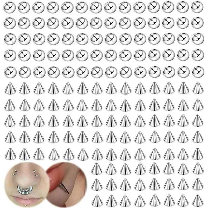 100pcs Externally Threaded Piercing Balls Stainless Steel Replacement Balls Piercing Parts Lip Helix Body Jewelry Accessories