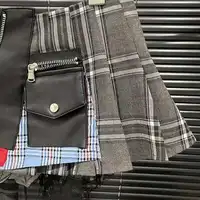 DEAT 2025 Summer New Patchwork Plaid Irregular Pleated Mini Skirt For Women Zipper Pockets Lace Design Skirts Female 29L7565 - Image 6