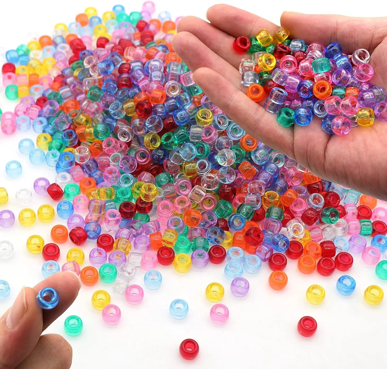 Hair Braid Accessories 401Pcs/Bag Beads Kit for Hair Braids 200pcs Glitter Pony Beads 200pcs Elastic Rubber Bands 1pcs Beaders for Kids Hair