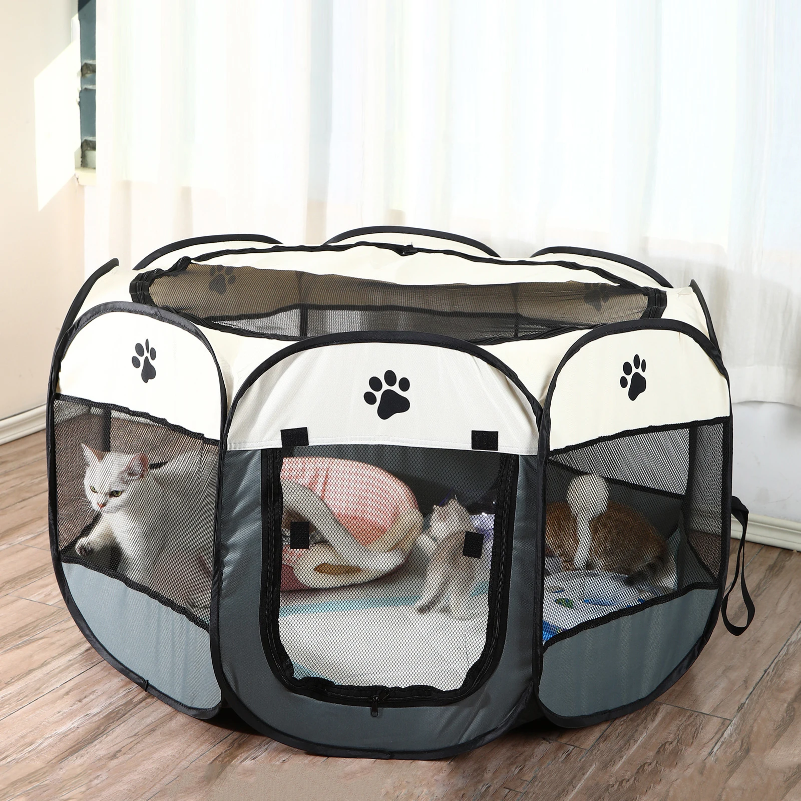 접이식 옥스포드 천 강아지 펫 플레이펜 커버 포함 강아지 텐트 케이지 72x48cm 고양이 분만실 강아지 고양이 토끼 병아리용