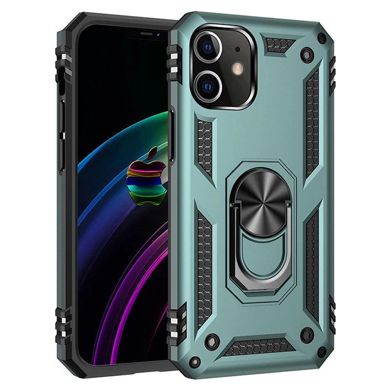 Coque blindée antichoc avec support de doigt, anneau métallique magnétique, pour iPhone 15 14 13 12 11 Pro XR XS Max X 7 8 6 Plus SE_voghion.com