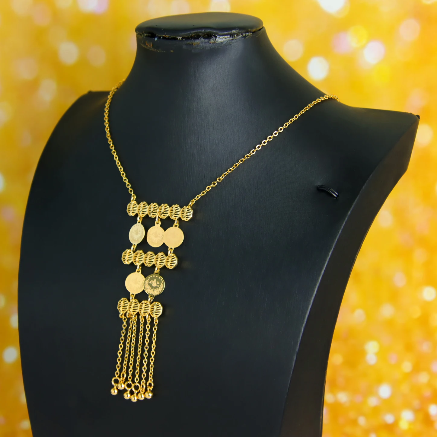 Arabische Muslimische Mode-Halskette 21k Vergoldet Nigeria Braut Hochzeit Münzen-Halsketten Nahöstlicher Ayatul Kursi Schmuck – Detail 9
