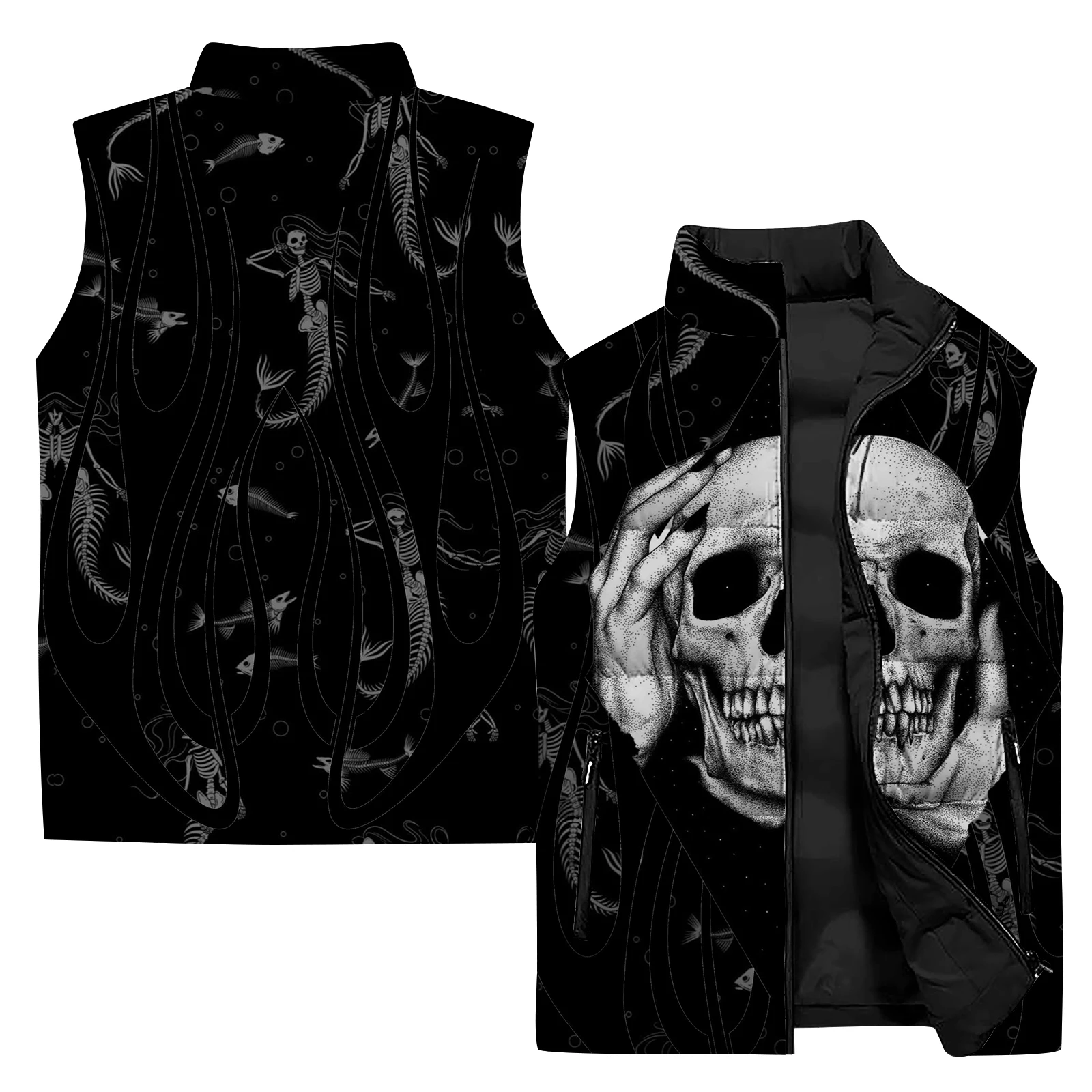 thumbnail image 1 of Chaleco táctico con impresión digital 3D para hombre, de alta calidad, asequible, con diseño de esqueleto y calavera, moderno, chaquetas de invierno para hombre, duraderas y de hueso, 1 of 4