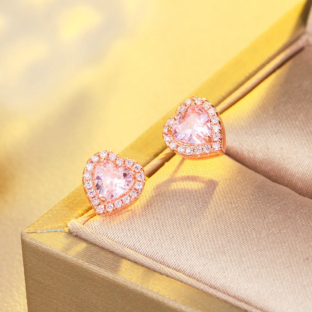 CWWZircons Classic Cute Romantic Love Heart Shape Bling Pink