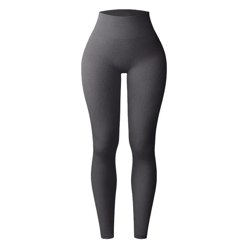 

Threaded sports tights pants seamless European and American yoga pants high waist fitness pants Autumn and winter fashion items