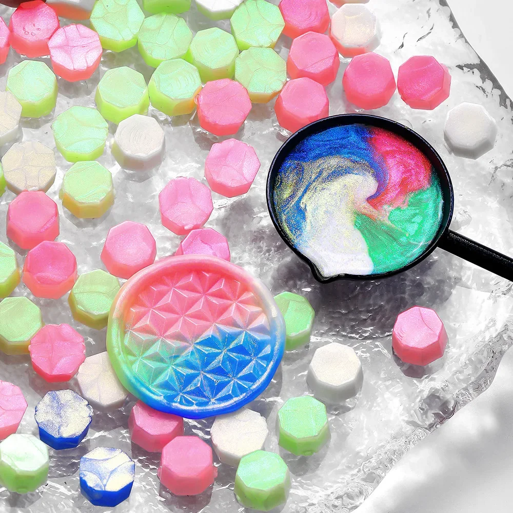 Aurora Borealis Octagonal Colours Fiery Paint Wax Grain Glitter Polariser Fiery Paint Stamp Sealer Wax 100pcs