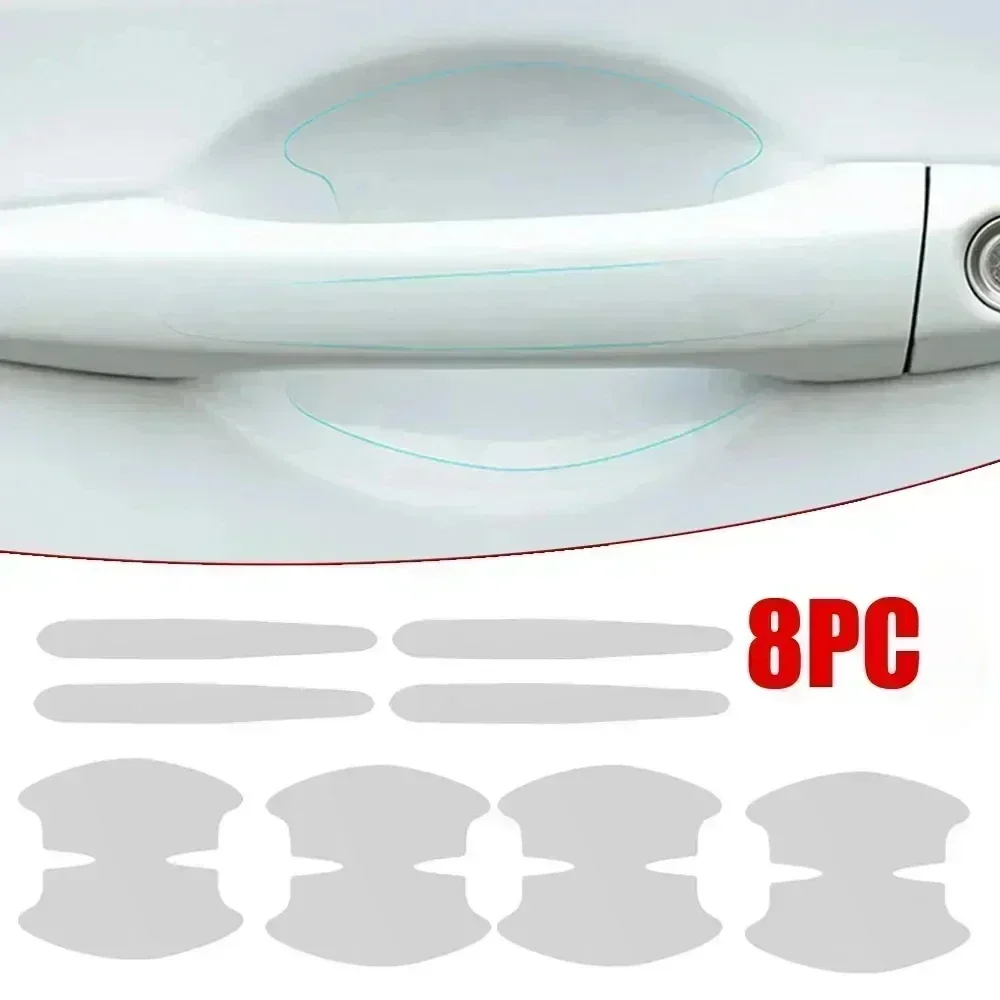 8PCS Universal Car Door Handle Bowl Scratch Protective Stickers Transparent Car Handle Anti-collision Protection Strip