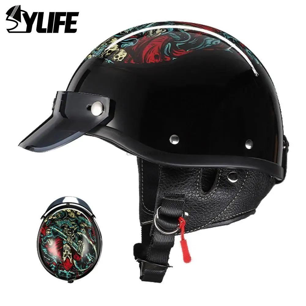 

Motorcycle Vintage Helmet Casco Moto Half Face Retro Moto Helmet Scooter Cycling Helmet DOT Approved Men Women Capacete De Moto