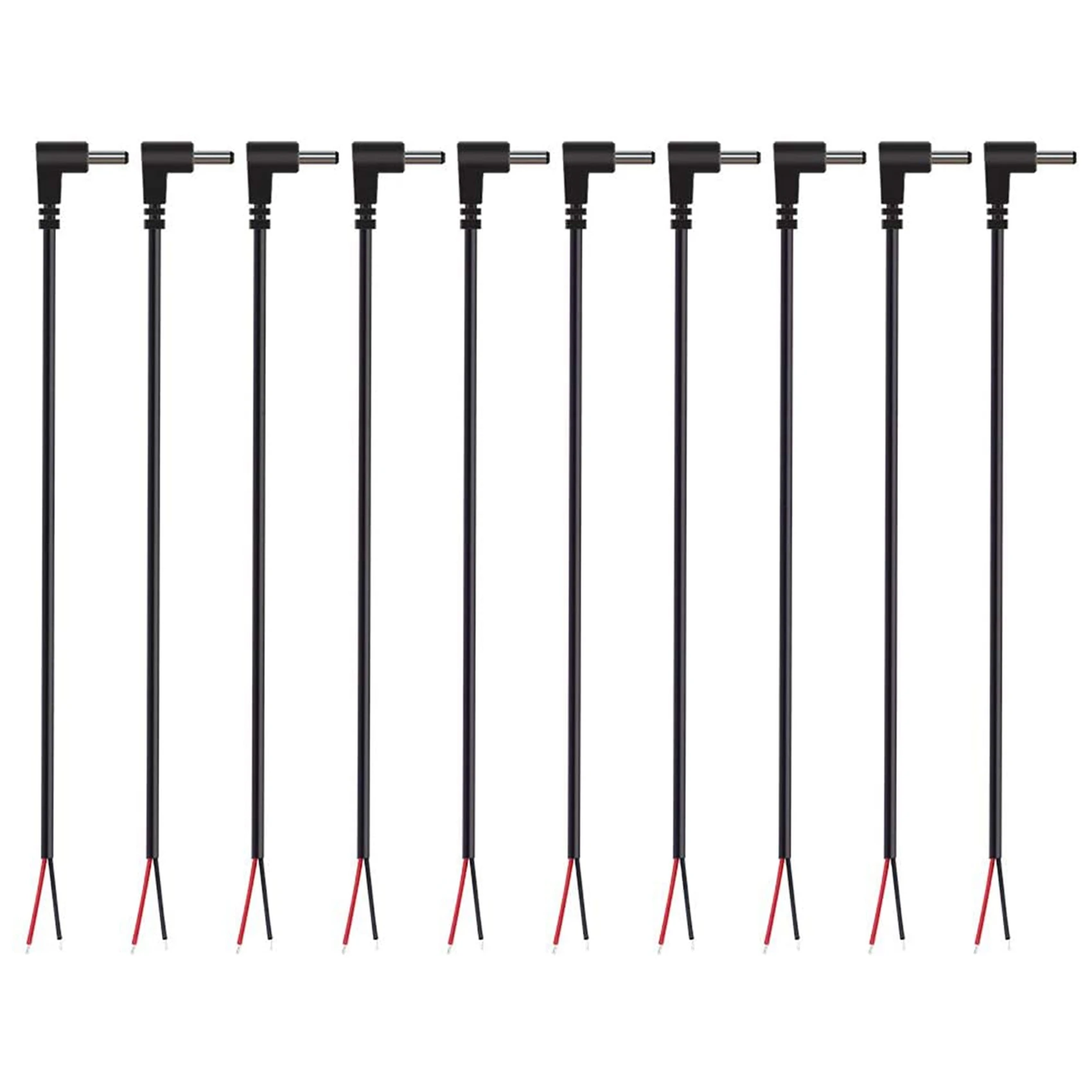 교체용 DC 전원 수 플러그 잭-베어 와이어 오픈 엔드 피그테일 전원, 3.5mm x 1.35mm, 90 도 직각, 10 팩
