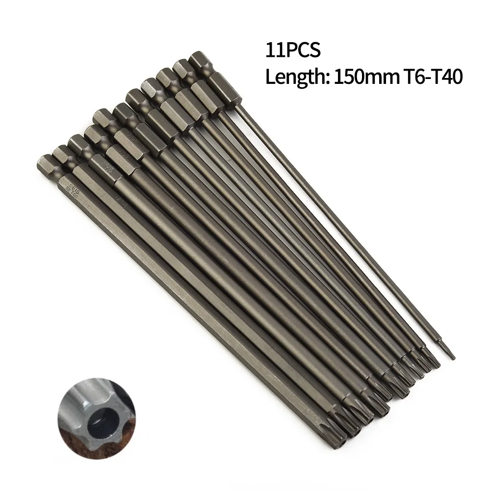 

11Pcs Security Tamper Proof Screwdriver Bits 150mm Long Reach Magnetic Torx Screwdriver/T8/T9/T10/T15/T20/T25/T27/T30/T35/T40