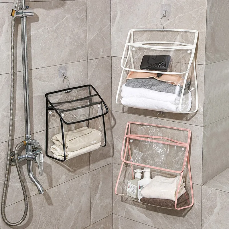 

JOYLOVE PVC Waterproof Hanging Makeup Bag Wall Hanging Organizer Storage Bag Bathroom Shower Accessories Towel Clothes Organizer
