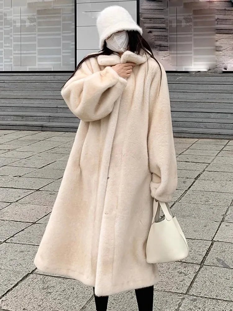 

2023 Women's Clothing Long Lapel Faux Fur Coat Winter New 9