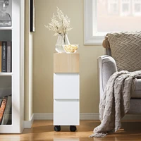 SoBuy FBT155-WN прикроватная тумбочка, тележка для ванной комнаты, ниша, полка, пружинная кровать, стол для телефона, тумбочка, ниша, тележка, белый натуральный — изображение 3