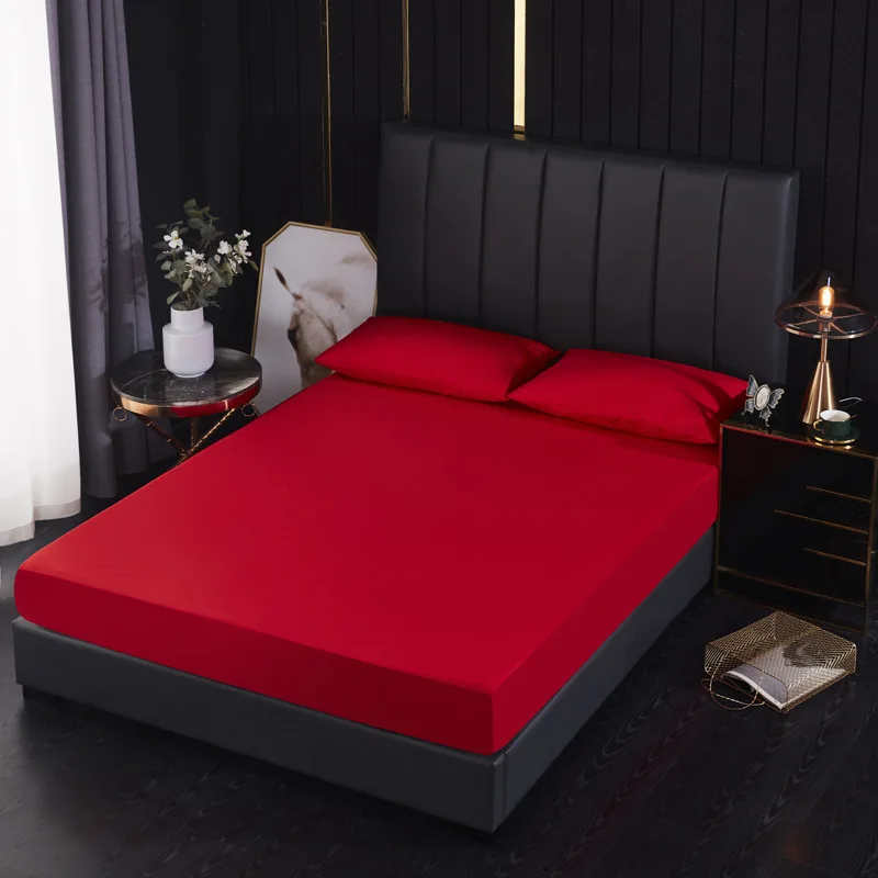 100% Waterproof Solid Bed Fitted Sheet Nordic Adjustable Mattress Covers Four Corners With Elastic Band Multi Size Bed Sheet 6