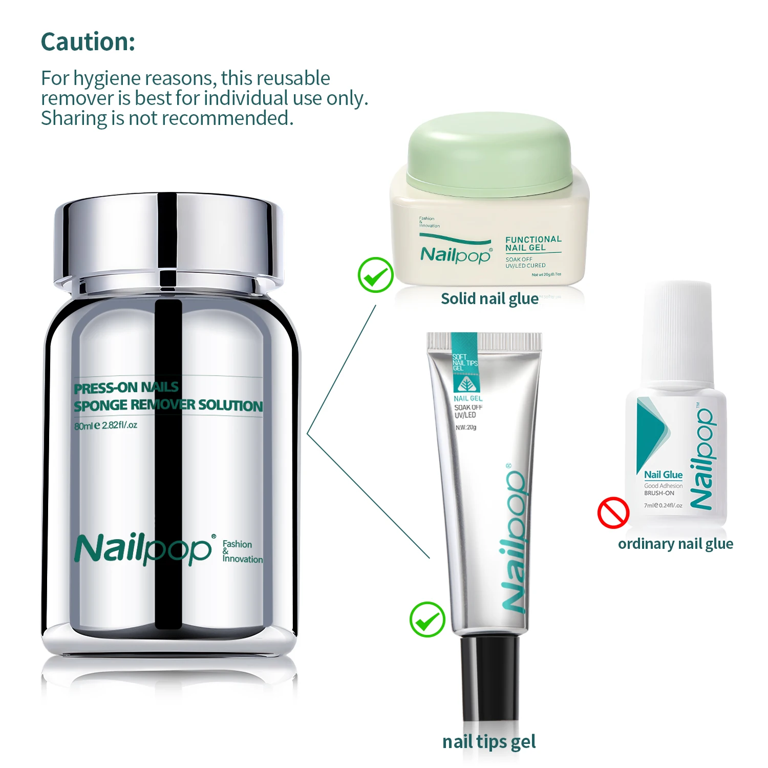 Nailpop Innovative Nail Sponge Remover 80ml Gentle No Damage Easy Press-on Nails Removal No Damage to Nail Tips Reduce Waste