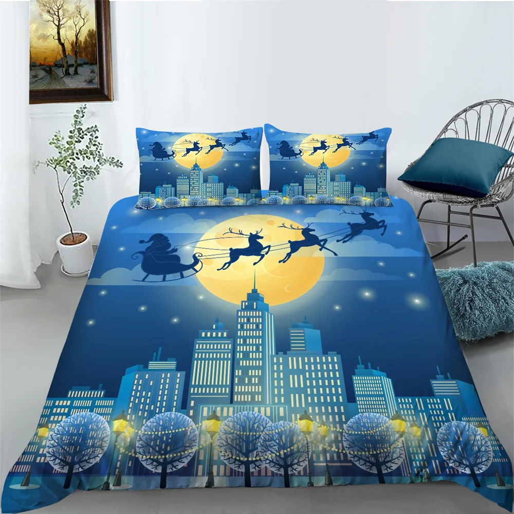 

Christmas Bedding Cover Sets King Size Home Textiles Polyester Children Teens Soft Quilt Suits Breathable Bedspreads