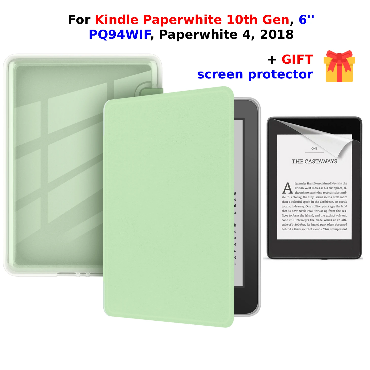 For Kindle Paperwhite 10th Gen Case + Screen Protector PQ94WIF 6