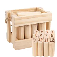 Wooden Tossing Game 12 Pcs Numbered Pins Premium Hardwood Outdoor Lawn Throwing Game  Family Friends Party Camping Beach 1
