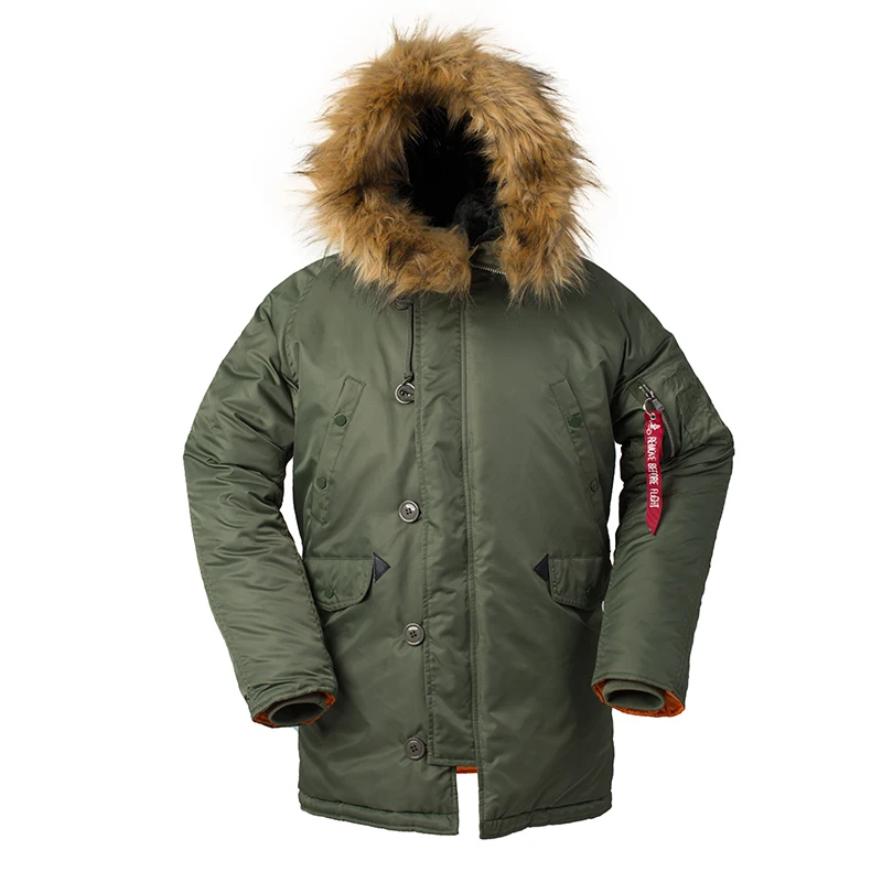 2021 Winter N3B puffer men long Куртка аляска coat military fur hood warm tactical bomber army korean thick parka