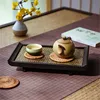 Zen Retro Style Tea Set Storage Tray Retro Tea Tray Household Japanese Style Solid Wood Bamboo Woven Tea Cup Rattan Tray ZE626 3