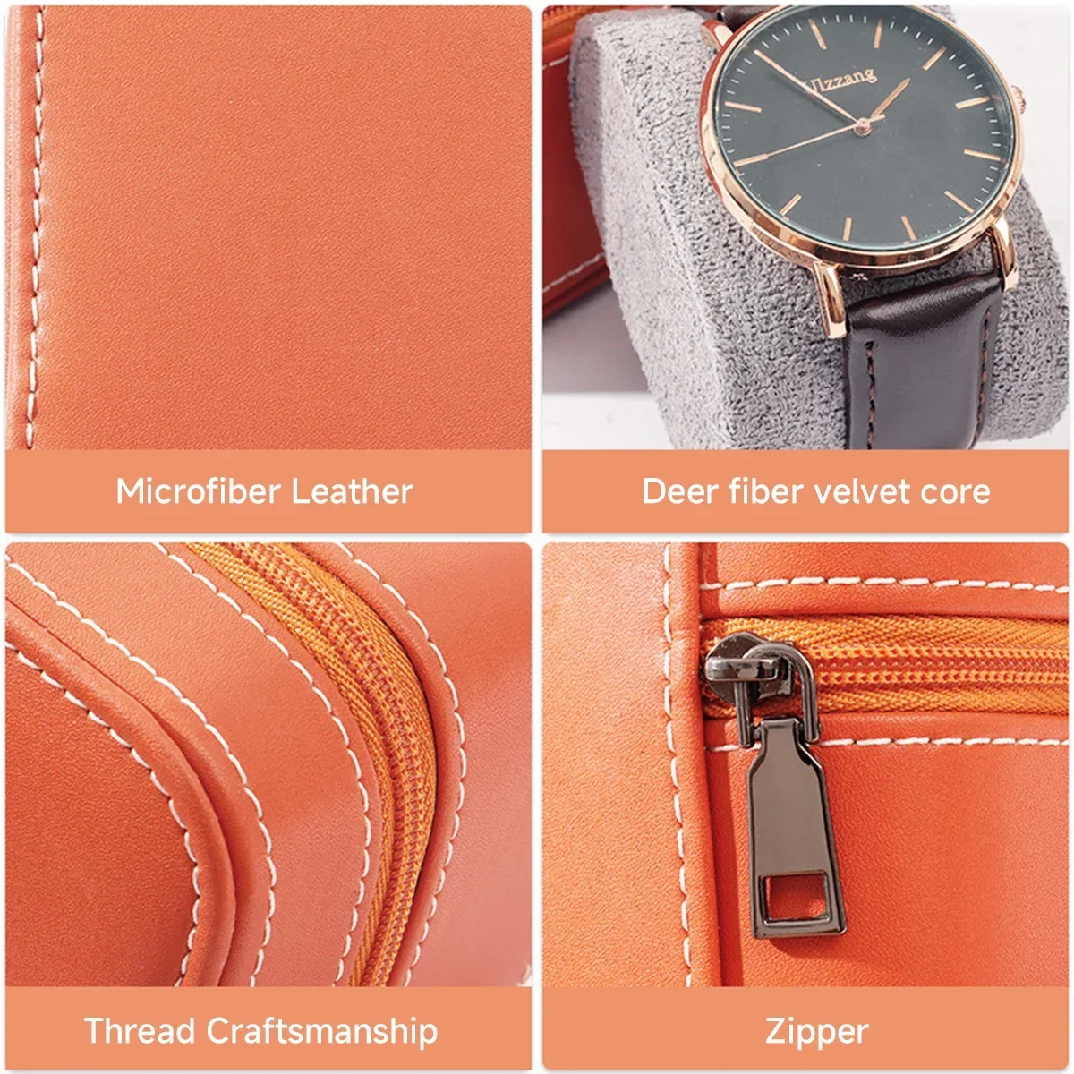 Travel Watch Case | PU Leather Watch Travel Case with Zipper, Portable Watch Box Organi... - SKU PWTC1139 - UGI Packaging