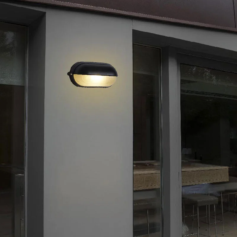 Retro E27 Industrial Wall Lights Outdoor Waterproof Exterior Glass Wall Lamp for Garden Yard Porch Corridor Vintage Oval Sconce