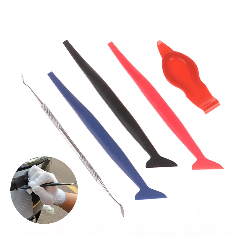 1/3PCS Car Window Tint Tools Plastic Wrap Shank Gasket Squeegee Long Handle Micro Squeegee Car Tinting Wrap Tool Corner Scraper