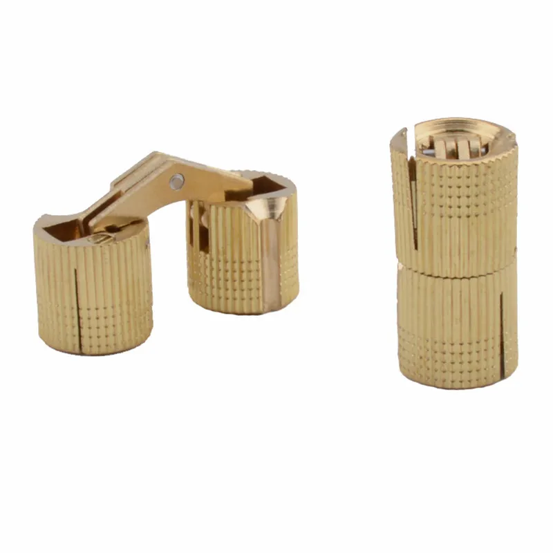 Cabinet hinges 2pcs copper barrel cylindrical hidden brass for furniture hardware