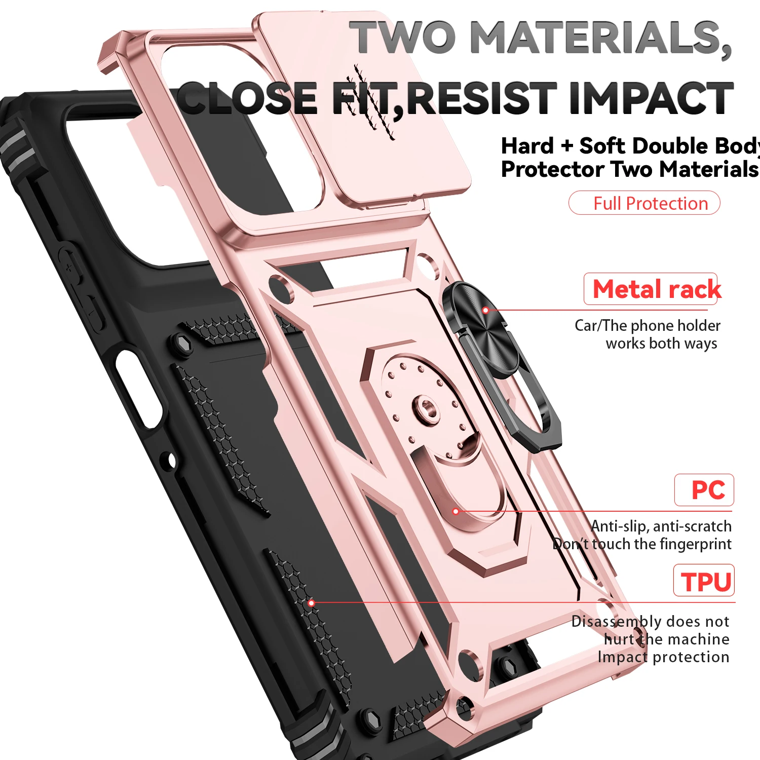Anti-Drop Magnetic Ring Stand Phone Case with Car Mount Capability