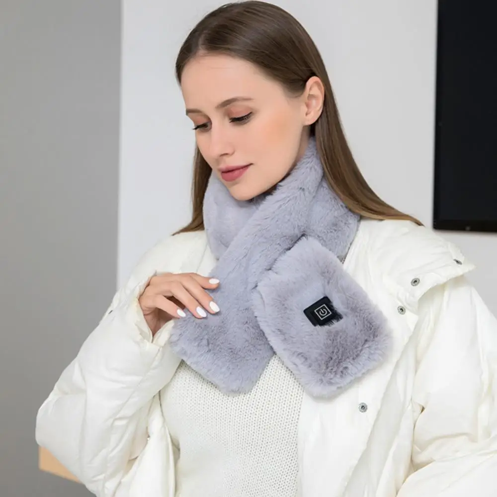 

Usb Rechargeable Imitation Rabbit Fur Popular Soft Fashionable And Functional Neck Wrap Usb Heated Scarf Cervical Collar Safe