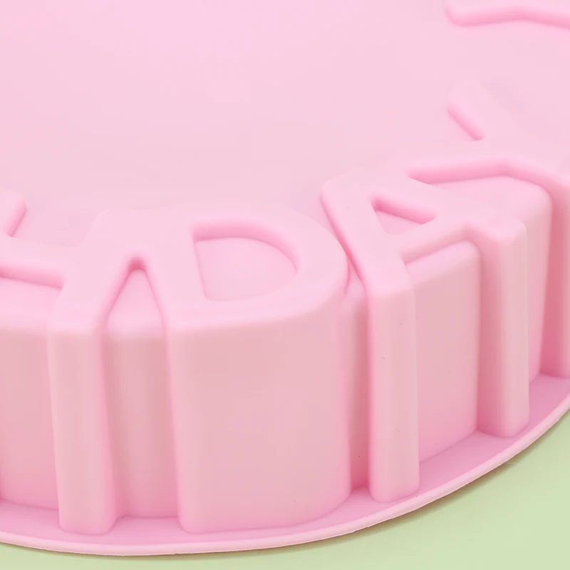 1pc Happy Birthday Letter Silicone Cake Mold Big Round Shape Cake Molds  Mould for Cakes Baking Tools Cake Pan Microwave Oven Free Shipping 