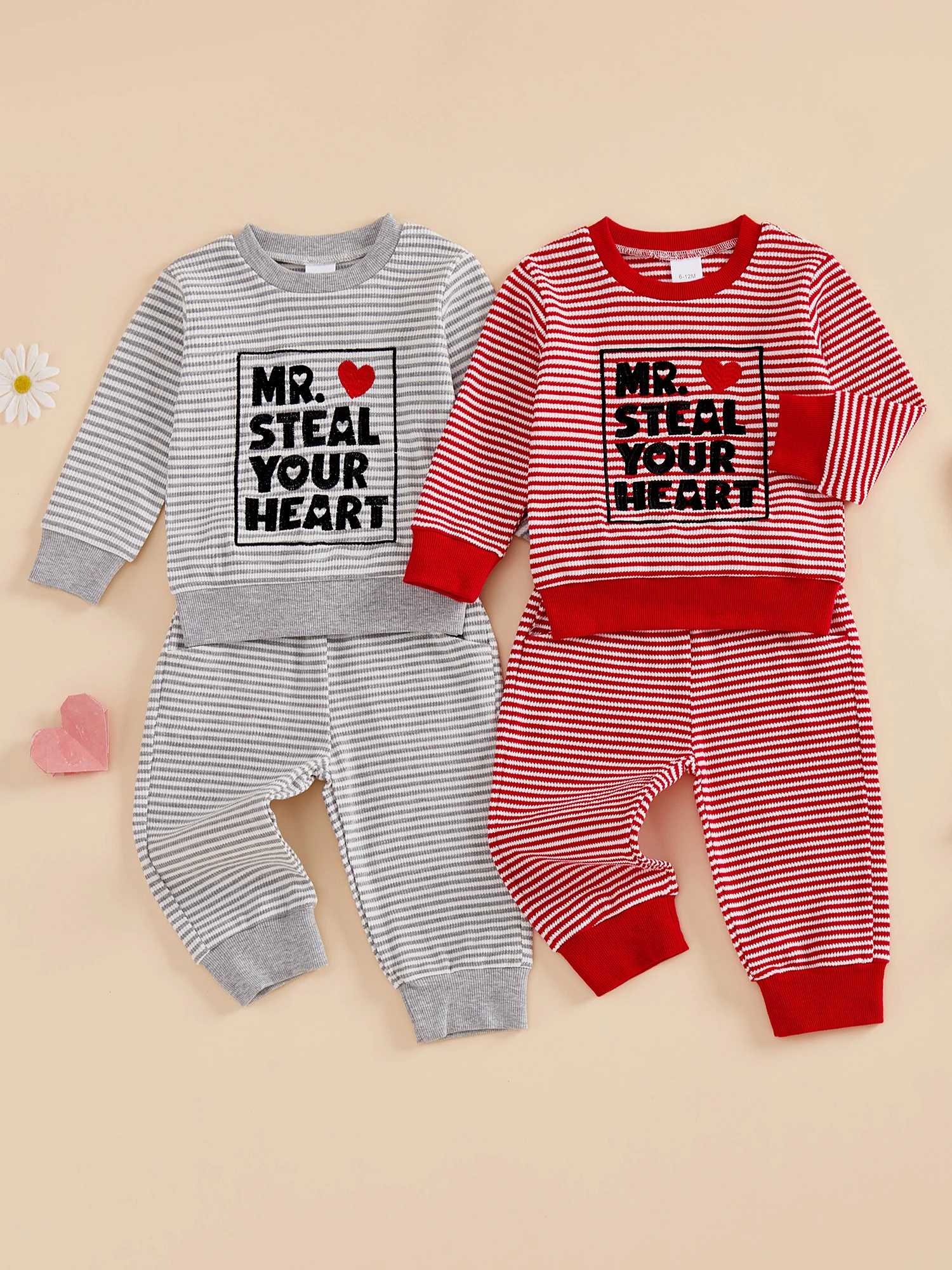 Baby Girl Valentines Day Outfit Pink Heart Print Ruffle Sleeve Top and Leggings 2 Piece Spring Set for Toddler Princess