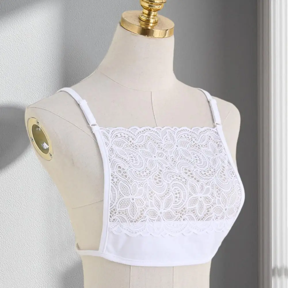 Women's soft lace bandeau tops Jacquard Cleavage cover Camisole Bras Breathable Solid color Modesty panel