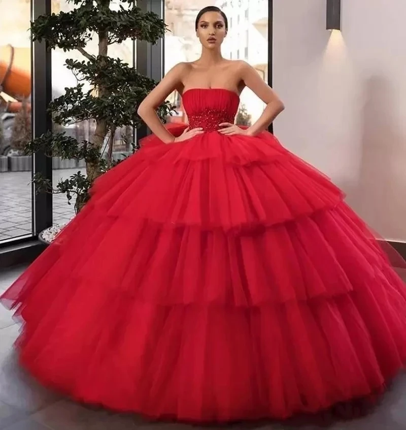 

ANGELSBRIDEP бальное платье без бретелек, платья для девушек 15 лет, модная расслоенная юбка, вечерние платья принцессы