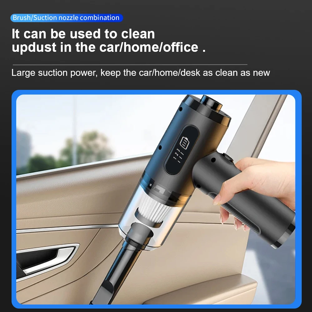 50000RPM Powerful Air Compressor Portable VC018 Vacuum Cleaner Digital Car Vacuum Cleaner High Suction 3 In 1 Air Duster Blower 3