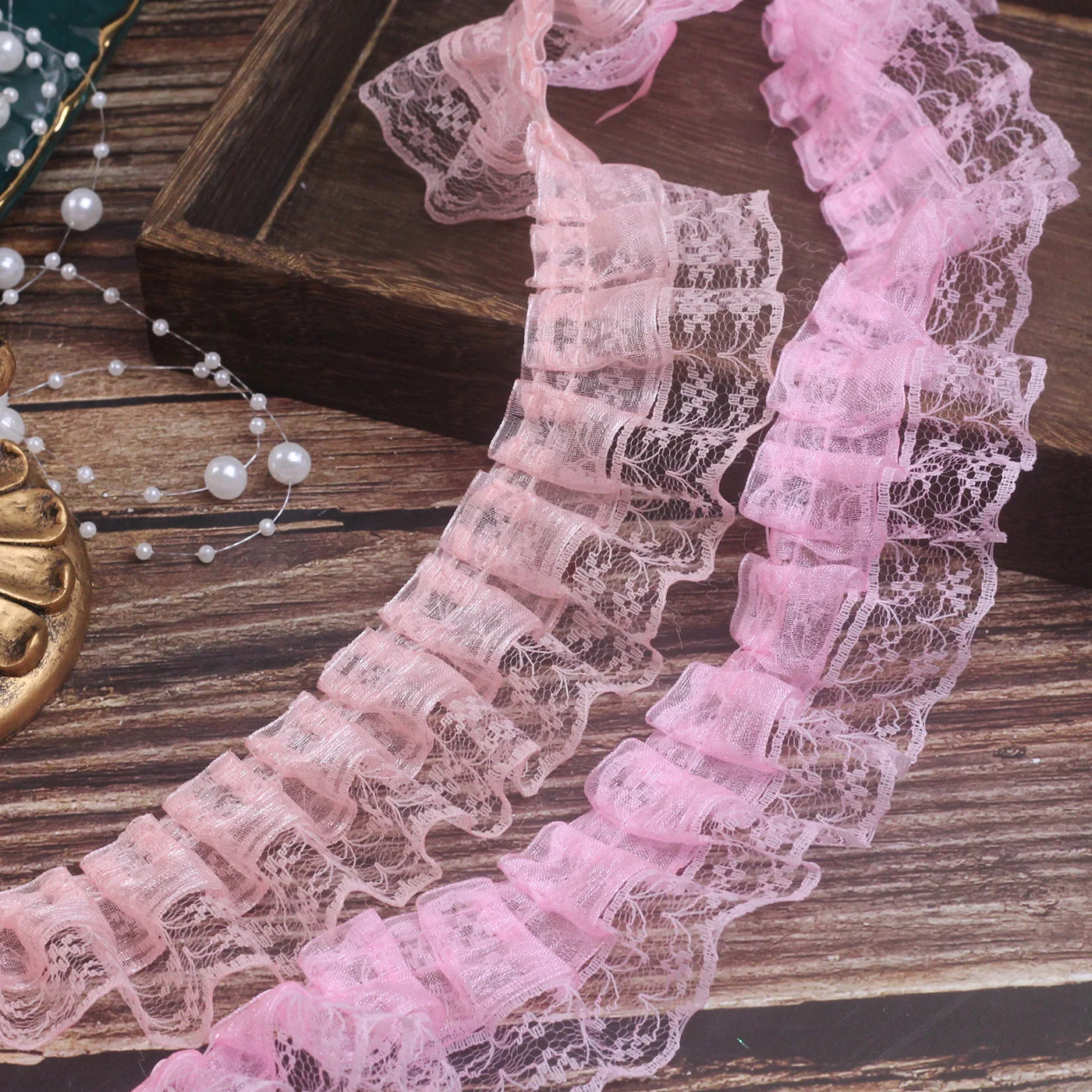 

40 Meters Knitting Lace Ribbon Pleated Diy Clothing Accessories Toys Blurred Doll Lace 4.5cm