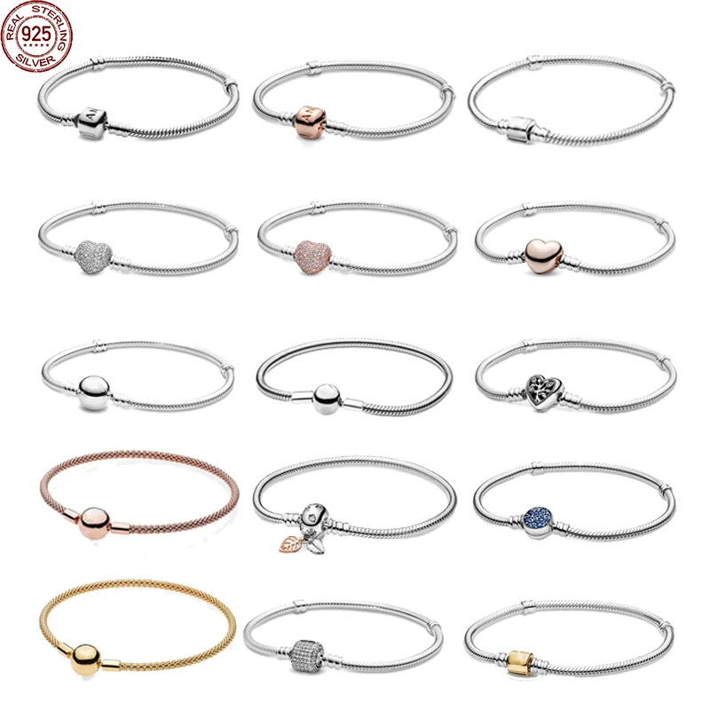 

Classic Women's Jewelry 925 Sterling Silver Temperament Bucket Buckle Bracelet Fit Design Original Charm Beaded DIY Jewelry Gift