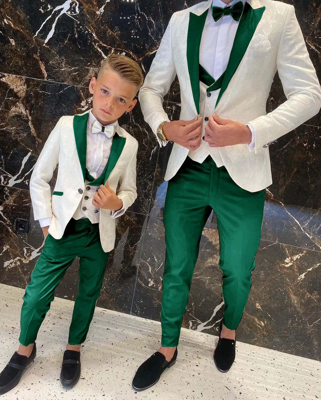 Floral Pattern Boy Formal Suits Dinner Tuxedos Little Boys Groomsmen Kids For Wedding Party Prom Suit Wear Ensembles De Blazers