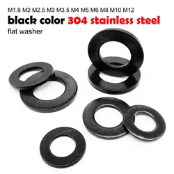 Premium Black Plated Stainless Steel Flat Washer Gasket Pad - 50pcs M3
