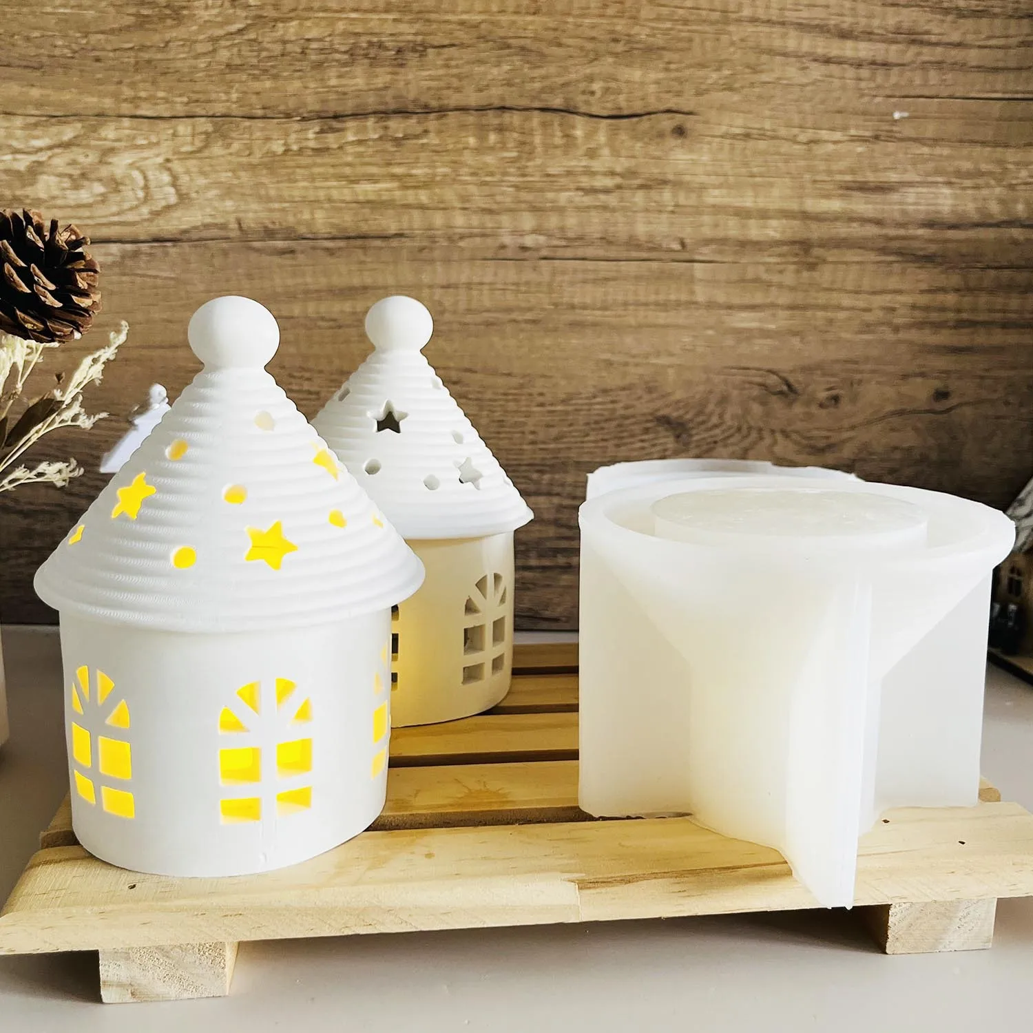 DIY Yurt House Silicone Mould Starry Sky Dome Tealight House Mold Lantern Houses Gypsum Mold Hollow Castle Storage Box molds