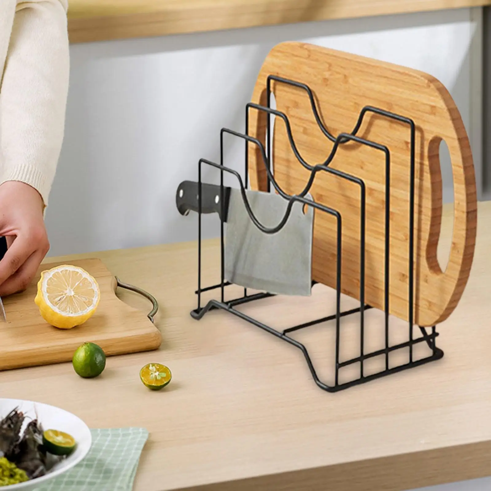 Chopping Board Organizer Kitchen Countertop Drain Storage Shelf Pot Pan Lid Holder Rack for Cabins Apartments Bakeware Home Rvs 3
