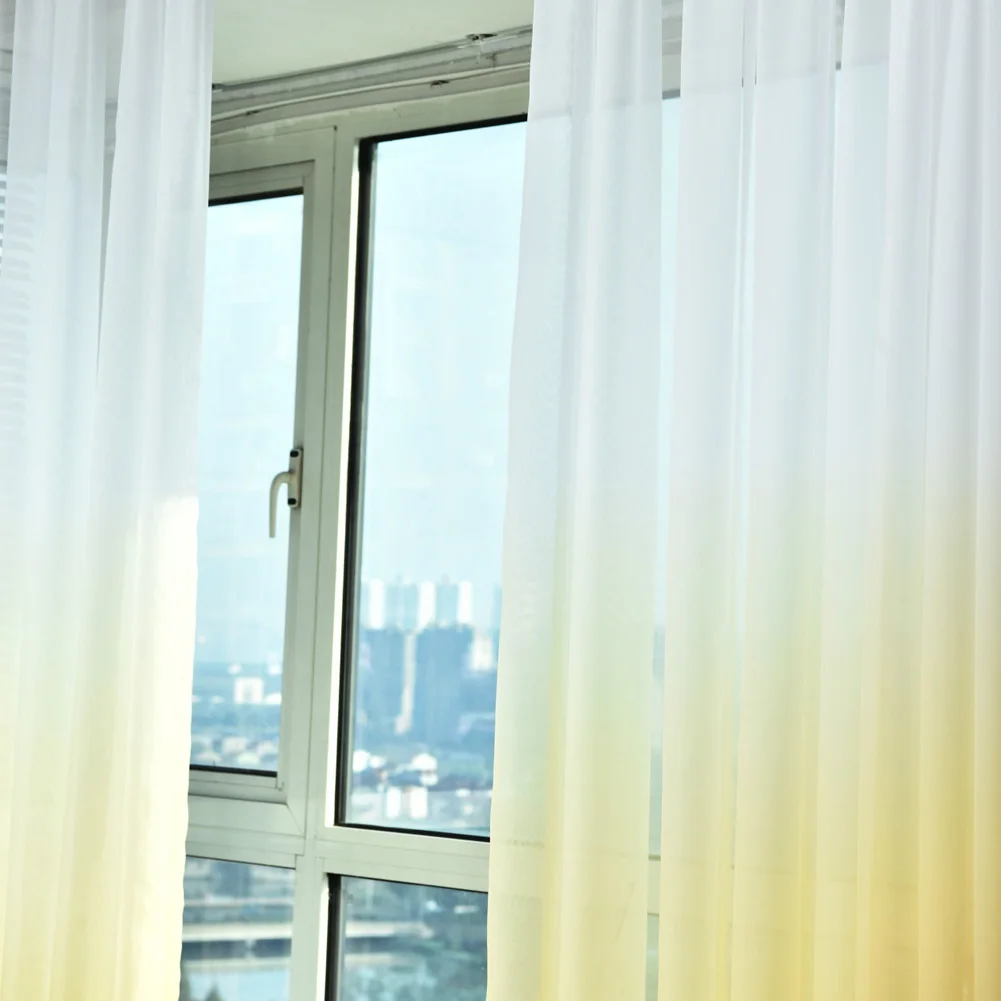 Gradient Tulle Curtain Window Modern Bedroom for Living Room Voile Solid Color Sheer Yarn Panel Kitchen Ready Made