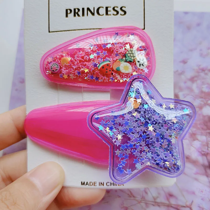 5ペア/ロット虹色天使の羽のヘアクリップバレッタキッズヘアピン