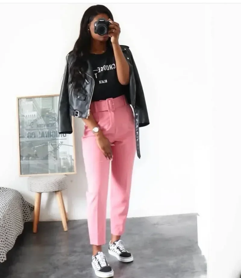 Women Solid Colors High Waist Pencil Pants Formal Suit Trousers Fashion Blazer Pants with Belt Office All Match Plus Size Pants