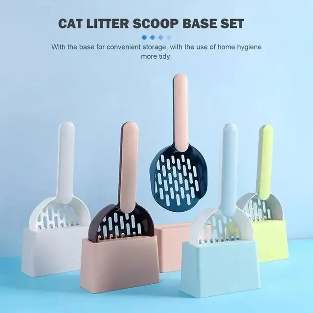 1 Pcs Cat Litter Stool Sand Spoon Sieve Shovel Bracket Set With Storage Box Pet Kitten Portable Cleaning Tool Kit 2